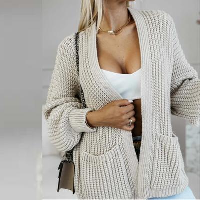 Повседневный минималистичный кардиган, вязаная верхняя одежда для женщин