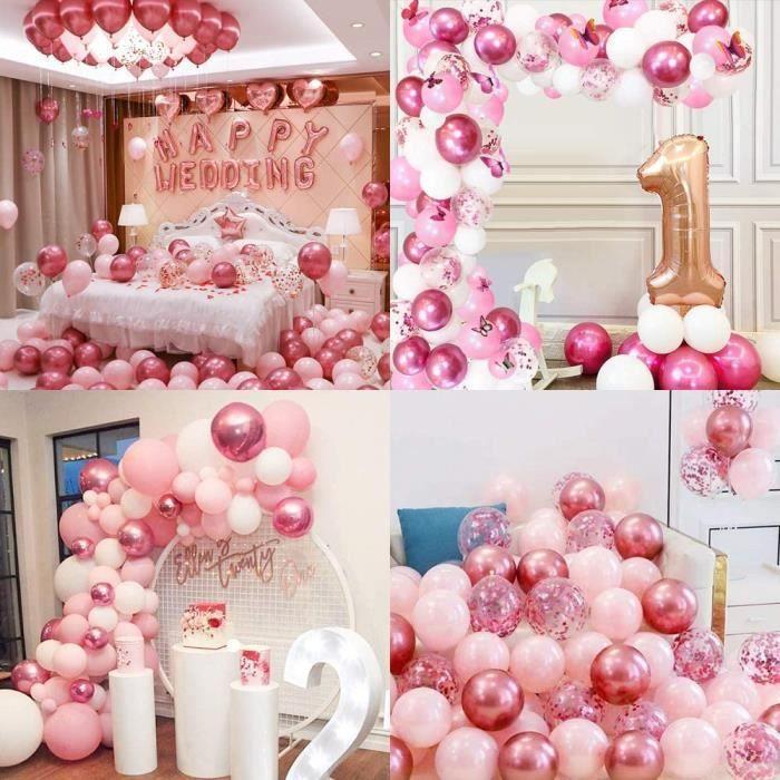 Arche Ballon Guirlande Kit 117pcs Ballons Ballons de Fête et 3D Papillons Deco pour Anniversaire, Mariage, Baptême
