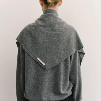 Ovbeige SOFT CASH WOOL KNIT SHAWL_MELANGE GREY
