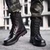 Men's Shock Absorption Outdoor Combat Boots - Breathable Hiking & Security Footwear with Wool Lining.