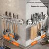 Wall-Mounted Suction Cup Kitchen Knife & Utensil Storage Rack with Punch-Free Hooks