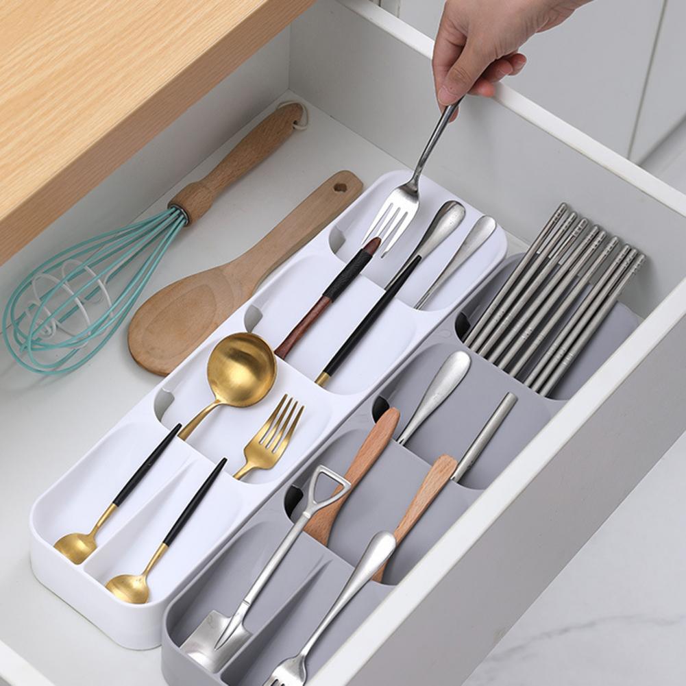 Портативный органайзер для столовых приборов, кухонный ящик для хранения, практичный органайзер для посуды для кухни, органайзер для гаджетов, компактный ящик для столовых приборов