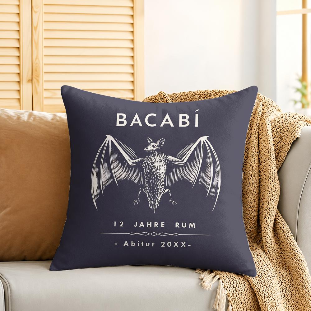 BBacardi WINE Logo Cushion Cover Silky Short Plush Invisible Zipper Dustproof Sofa Pillow Case For Home Decor