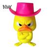 Cute Animal Sculptures Angry Duck Desk Figurine, 3D Printed Yellow Office Decoration with Cowboy Creative Birthday Gifts Hat, Little Ornament for Home