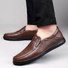 2024 Мужская повседневная обувь из натуральной кожи, роскошные брендовые повседневные мужские туфли без шнуровки, черные туфли для вождения