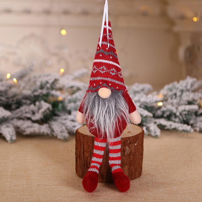 Christmas Ornament Knitted Plush Gnome Doll Christmas Tree Wall Hanging Pendant Holiday Decor Gift ARI