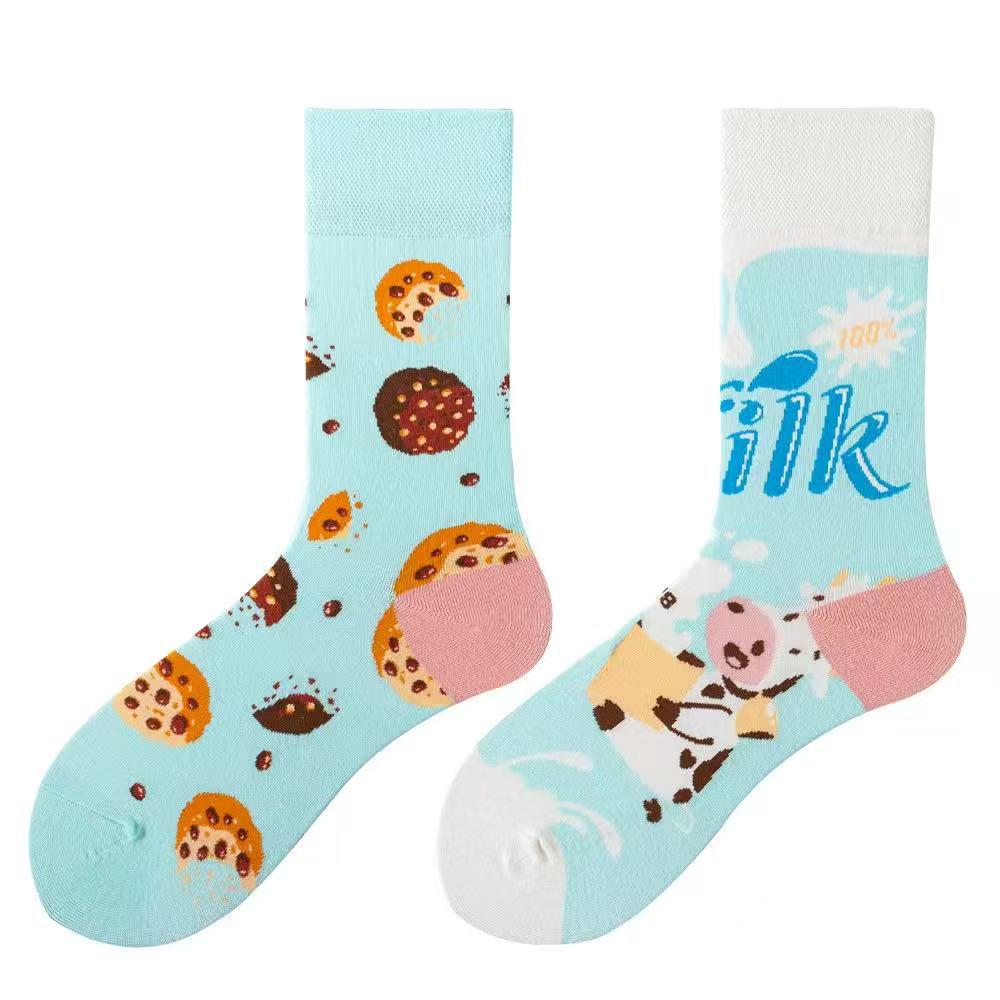 Asymmetric Colorful Christmas Cotton Socks for Couples