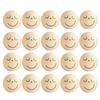 20Pcs Smiles Wood Beads Natural Wood Beads for Crafting Wooden Faced Beads Wooden Balls with Hole for DIY Decor Craft