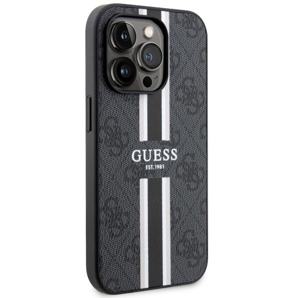 Etui do iPhone 14 Pro Max Guess 4G Printed Stripes MagSafe Czarny