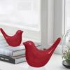 Creative Red Glossy Ceramic Birds Figurines Home Decorations Accessories Party (Pack of 2, Red)