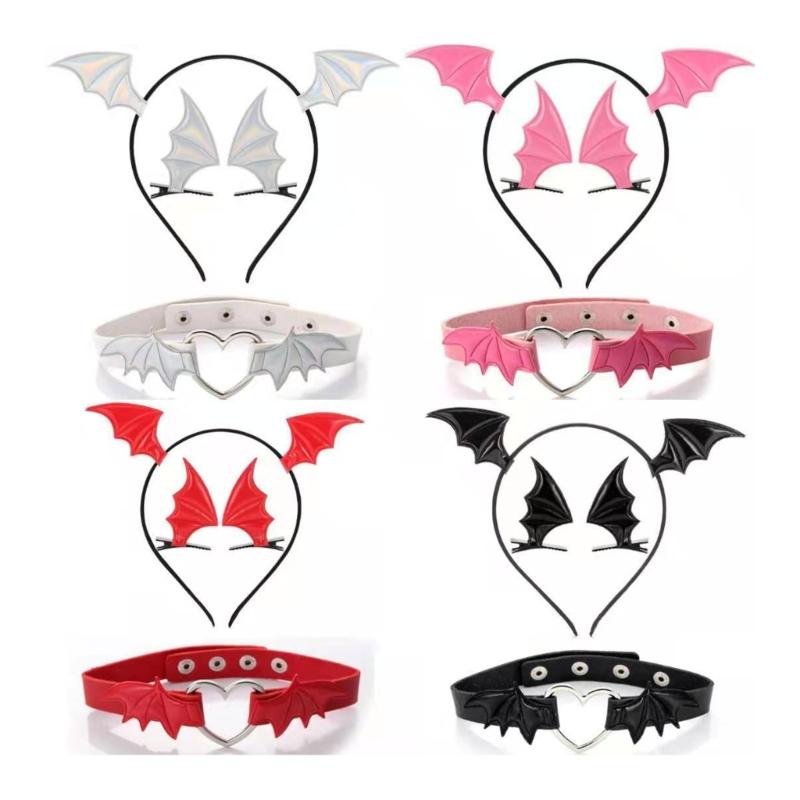 Girls Hair Clips Gothic Halloween Cosplay Devil Wing Hairpin Headband Punk Hair Jewelry Unique Black Headwear