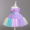Девочки Красочное Лоскутное Платье Принцессы Без Рукавов Цветное Лоскутное Платье с Бантом Платье для Выступлений на Пианино 363 Любимое Платье Девочки