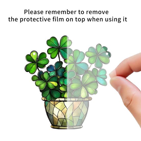 Улица. День Святого Патрика Подвесной трилистник Украшение для гостиной Настенный декор Окно Подвесной витраж Четырехлистный клевер Акриловый подвесной светильник Suncatcher