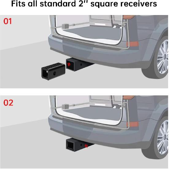 2 inches to 1-1/4 inches Hitch Receiver Adapter ert Sleeve 2" to 1-1/4"