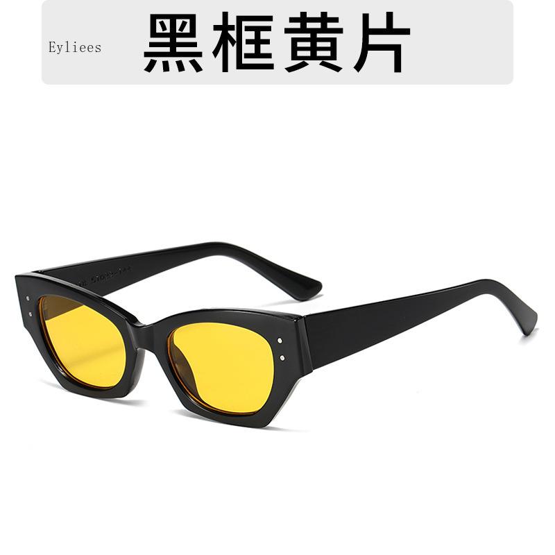 Винтажные маленькие солнцезащитные очки «Кошачий глаз» с заклепками для женщин, модные, роскошные, дизайнерские, полигональные, «Кошачий глаз», УФ400