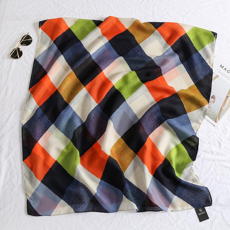 New Color Rhombus Summer Seaside Sunscreen Silk Scarf Sweet Beach Towel Cotton and Linen Feel Air-conditioned Room Shawl