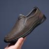 Лето 2024 года, новые мужские повседневные кожаные туфли с ажурной подошвой, дышащие, мужские туфли ручной работы из мягкой кожи с отверстиями на мягкой подошве 6113