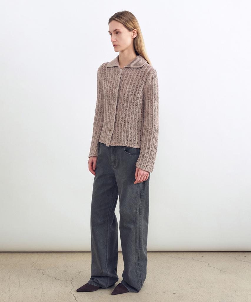 INSILENCE WOMEN Tape Knit Cardigan Beige