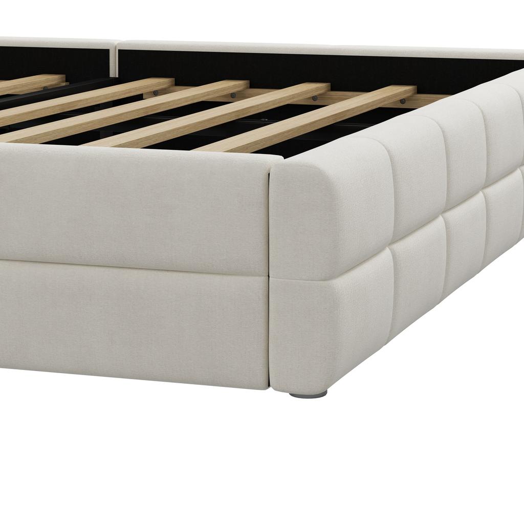 180X200 upholstered platform bed, beige