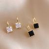 Exquisite Zircon Square Stud Earrings For Women Simple Compact Square Piercing Earrings Jewelry
