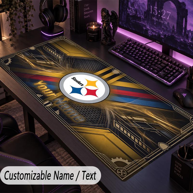 Large Mouse PadPittsburgh Steelers Custom Name Text Personalized Desk Mat Non Slip Gaming Pad