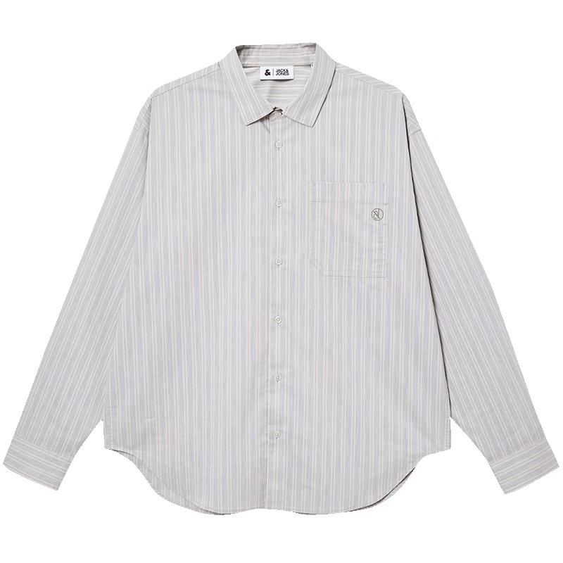 Jack&Jones Мужская полосатая рубашка с длинным рукавом и отложным воротником