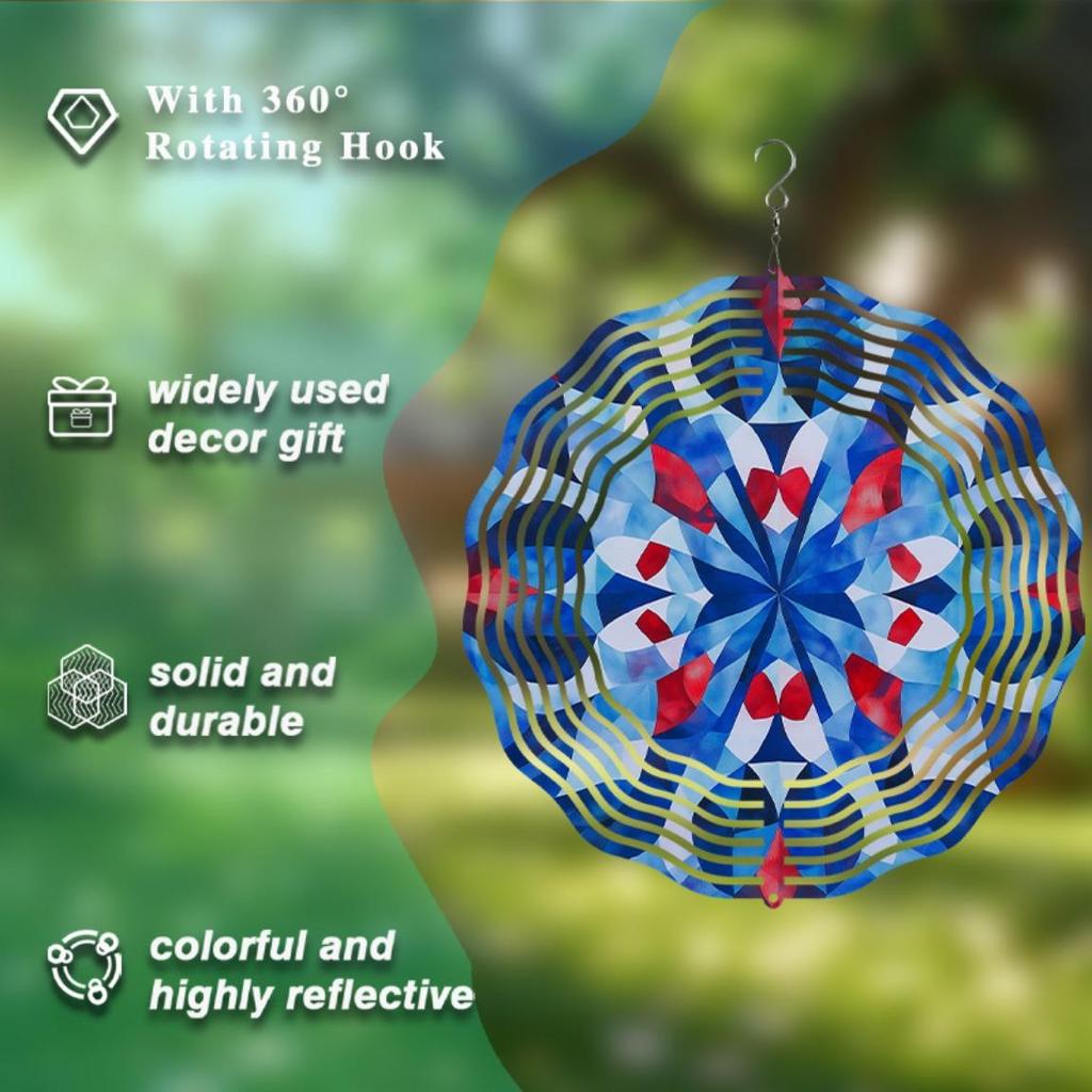 No Power Needed Colorful Wind Spinner for Indoor Outdoor Decor Blue Red White Halloween Home Garden Yard Large Metal Spinning Ornament