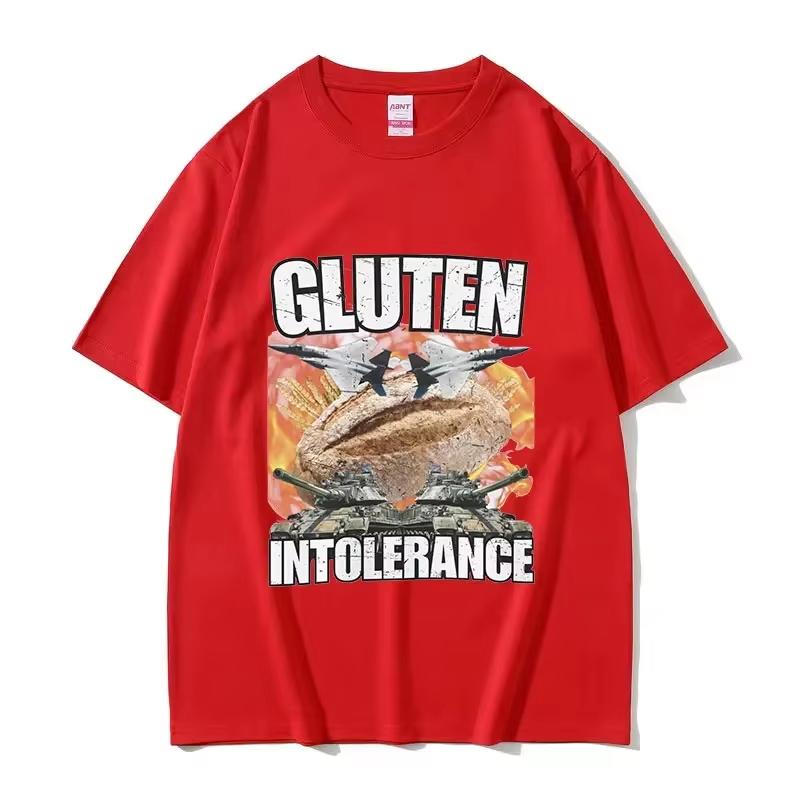 Funny Gluten Intolerance Meme Graphic T Shirt Unisexs Women Retro Fashion Short Sleeve Tshirts Harajuku Oversized Breathable Top