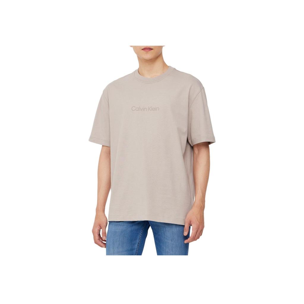 Calvin Klein Свободная однотонная футболка с круглым вырезом и коротким рукавом, мужские топы светло-серого цвета 40HM228K6B