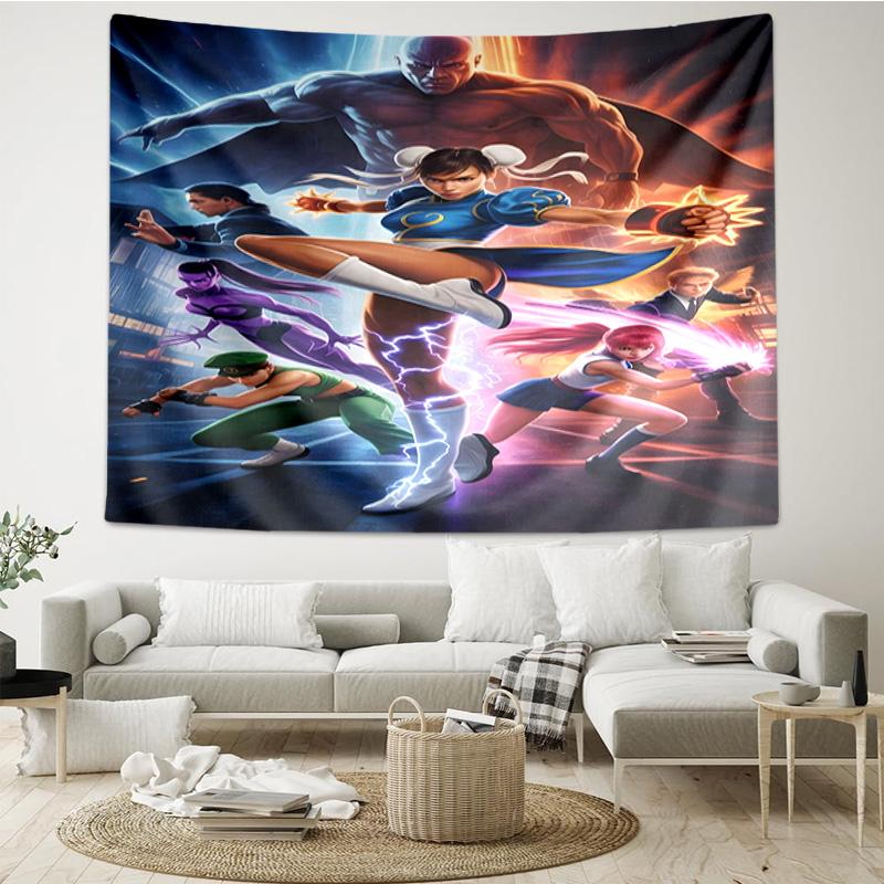 Street Fighter Energy Burst Printed Tapestry, for Bedroom,Livingroom, dormitory, Large Wall Decor, Fabric Decor Fan Birthday Gifts