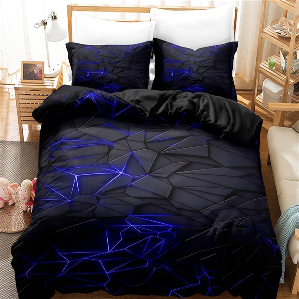 Постельный комплект сотовидный черный и красный с цифровой печатью - 1 пододеяльник + 2 наволочки (Нет подушки)