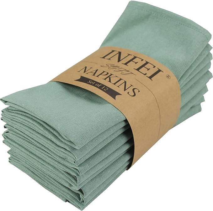 Plain Sage Green Embellish Kitchen Napkins Cloth Restaurant Wedding Table Decor Custom Reusable Cotton Tea Towel Linen Napkins