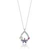 Magnolia Flower Amethyst Drop Flowers Silver Necklace