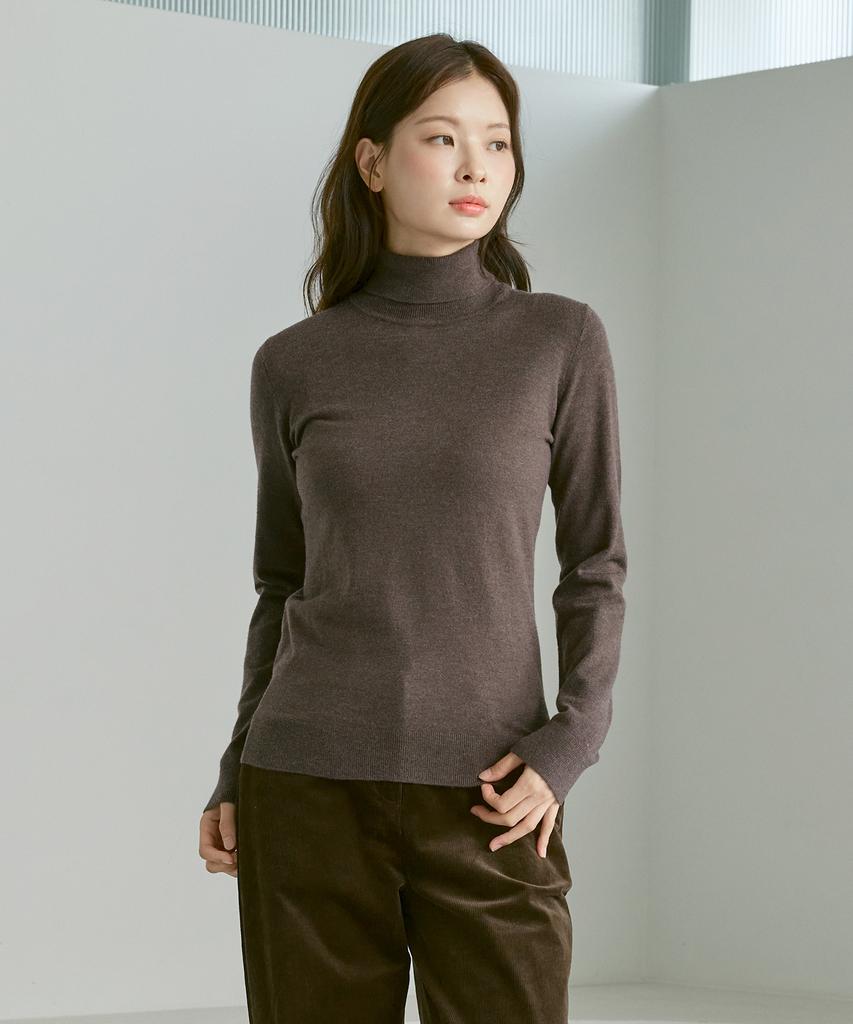 210EDIT Women'S Cashmere Blended Turtleneck Knit [Melan Brown]_Zz4Sw012