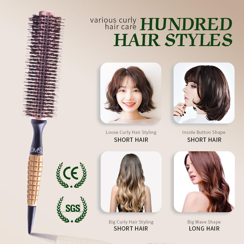 Round Barrel Boar Bristles Hair Brush Women Blowing Curling Styling Hair Comb Anti Static Roll Hairbrush Profissional Wood Combs