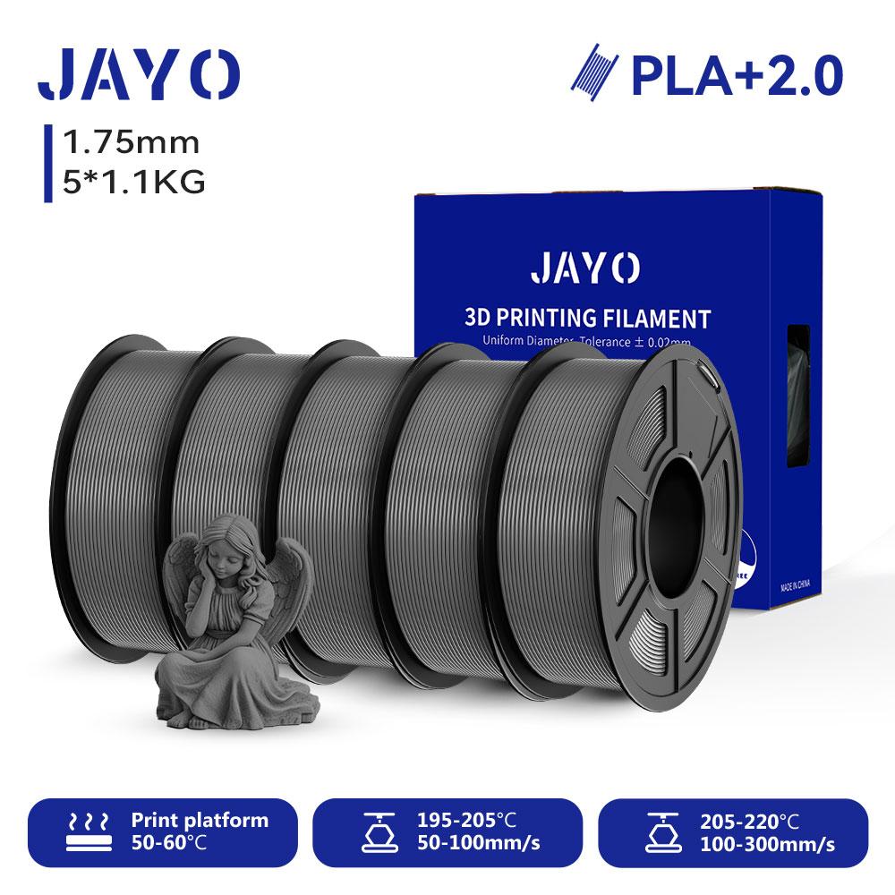 JAYO 5 Rolls 3D Printer PLA/PETG/PLA+/PLA Meta/PLA Matte Filament 1.75mm 3D Printing Materials for 99% 3D FDM Printer & 3D Pen