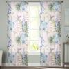 Flowers Bird Leaves Conifers Retro Bedroom Transparent Sheer Curtains Holiday Decoration Window Voile Tulle Curtain