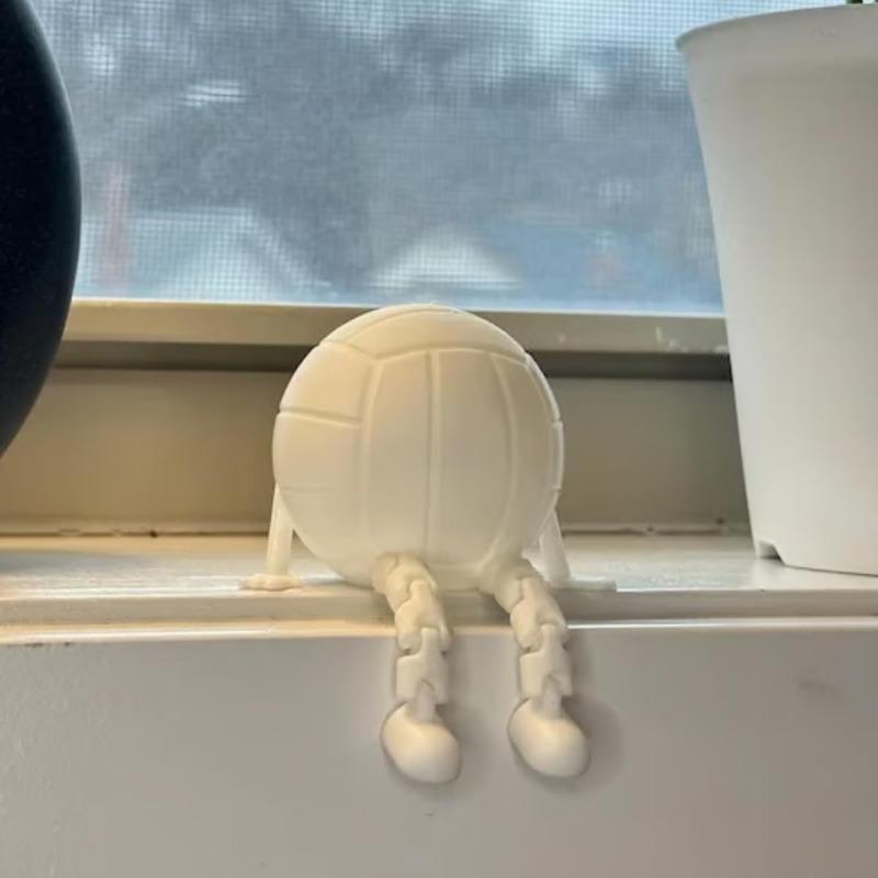 Sports Ball Figurine Collection,Miniatures Ball Sports Set with Articulated Leg, Funny 3D Printed Golf,Basketball,Soccer Desktop Decor,Office Desk