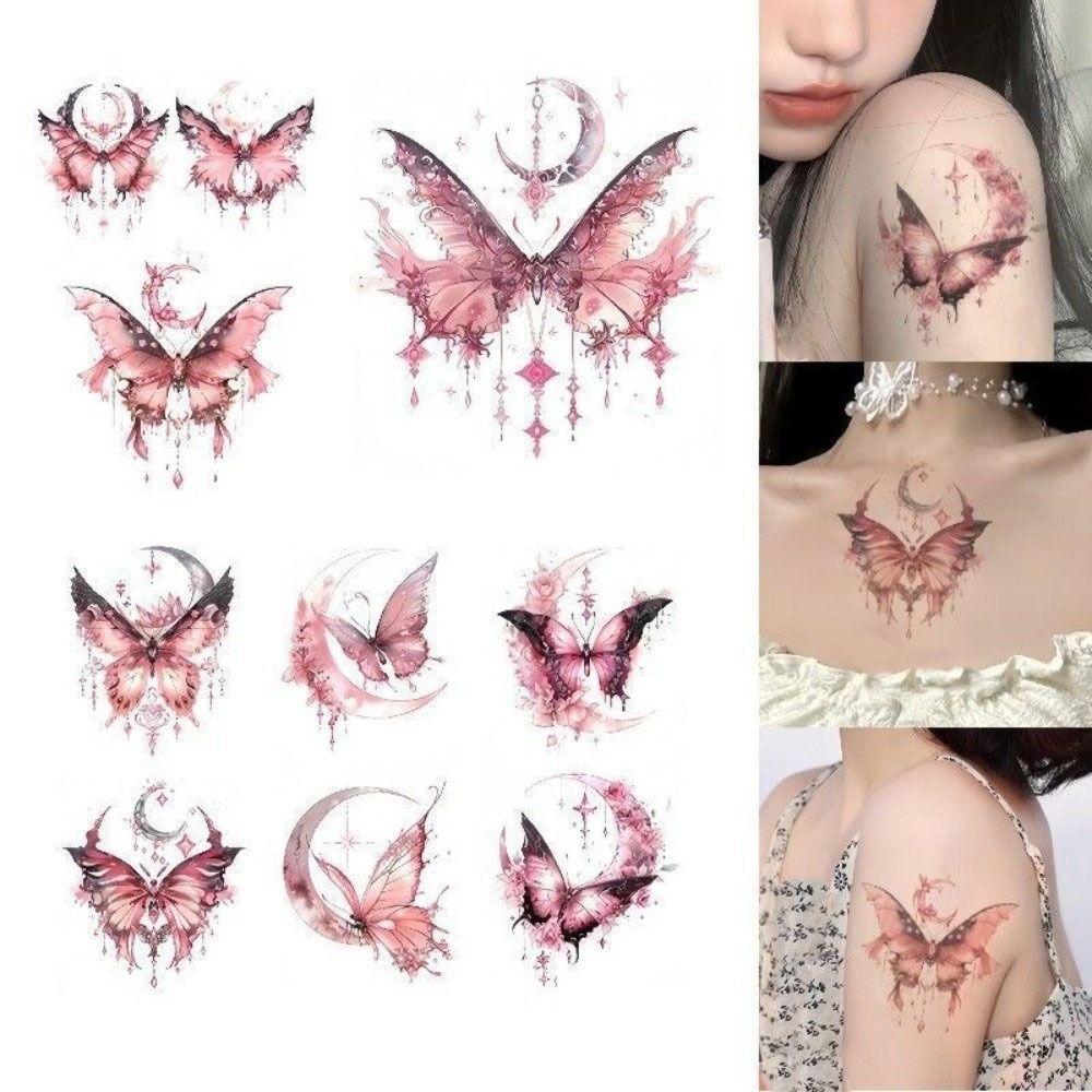 Waterproof Temporary Tattoo Stickers Moon Pattern Long-lasting Butterfly Tattoo Stickers Water-Sprinkling Festival