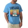 Футболка I Like Cats And Coffee Street для мужчин, модная повседневная свободная хлопковая одежда, дышащая футболка с круглым вырезом в стиле хип-хоп