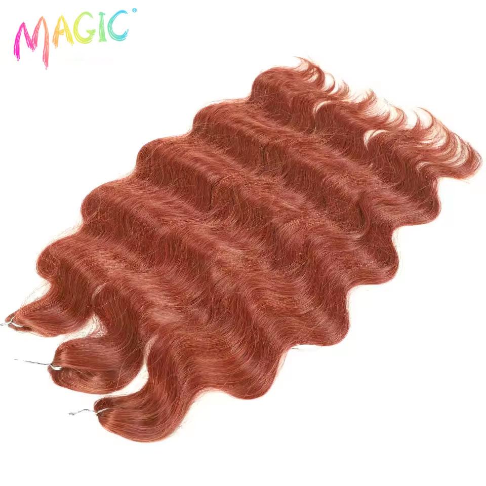 Magic Hair Body Wave Crochet Hair 24 Inch Soft Long Synthetic Hair Braids Ponytail Extensions Ombre Blue Green Hair Extensions