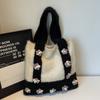 Women Plush Shoulder Bag Warm Cloth Fabric Handbag Soft Designer Flowers Handbags Girls Shoulder Bag Shopping Bag Large Capacity