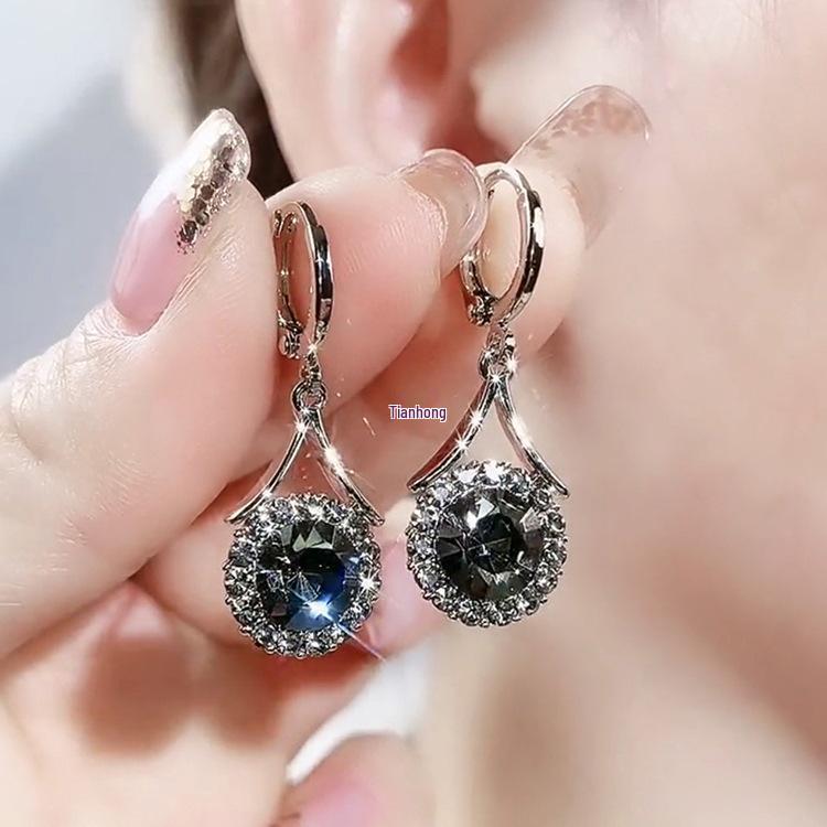 18K Gold Vintage Sparkling Diamond Hoop Earrings - European & American Style Women's Accessories