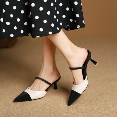 Женские сандалии Сандалии Лето Новые Острый носок Мелкий вырез Тонкий каблук Сандалии через подъем