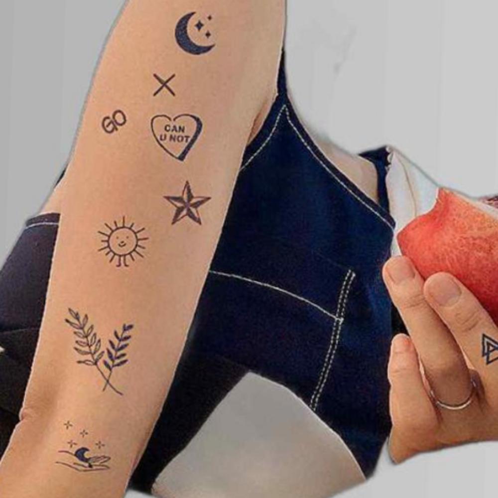 ppa934iH 2-Week Lasting Tattoo Sticker Invisible Waterproof Henna Tattoo Sticker 1 pcs Mini Tattoo Sticker-Type A