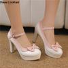 Fashion Spring Autumn Lolita Wedding Shoes For Woman Platform High Heels Mary Janes Shoes Sweet Heels Buckle Strap Dress Shoe Size34-48