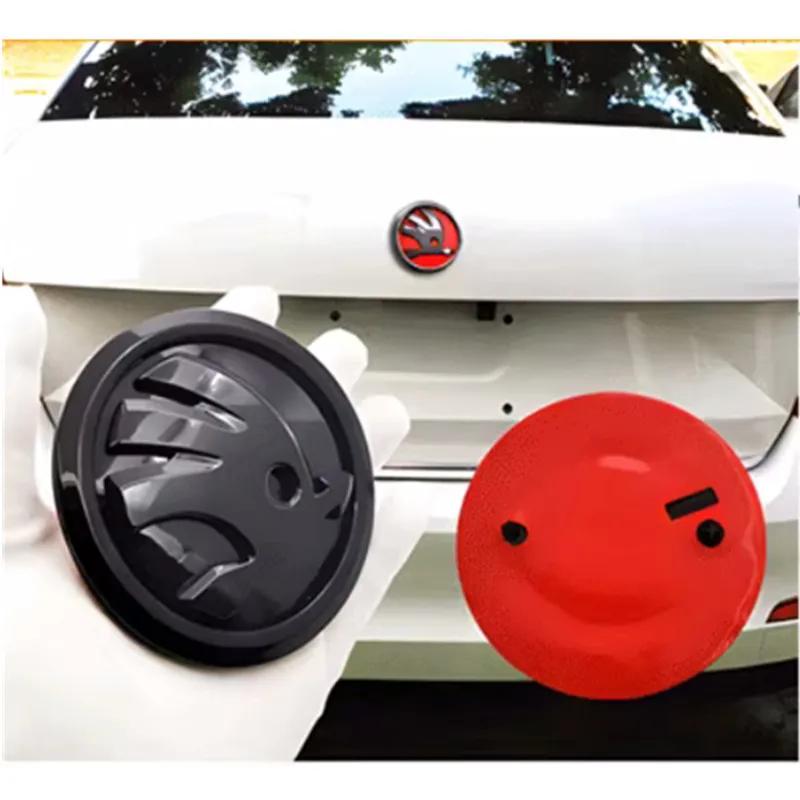 wzvbd3 2pcs 90mm 80mm for SKODA Car Front Grille Head Hood Bonnet Emblem Rear Tail Bumper Trunk Sticker Badge Styling Accessories