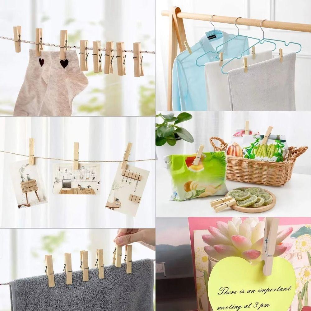 50/100pcs Reusable Clothespin Wooden Wooden Clamp Photo Clips for Hanging Pictures Paper DIY Crafts