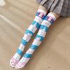 Japanese Anime Lolita Thigh High Stockings Women Girls Sweet Kawaii Cartoon Rabbit for Cat Geometry Striped Print Cosplay Over