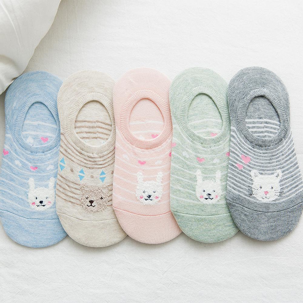 5 пар/лот Женские носки Женские хлопковые носки-невидимки до щиколотки Животные Мультяшные 3D носки Милые Студенческие носки для девочек